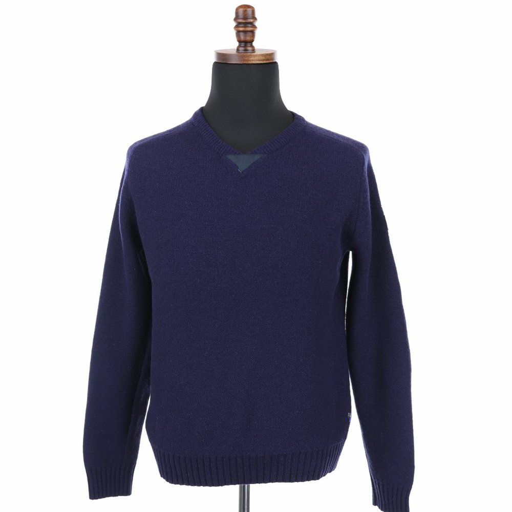 Fjallraven Woods Sweater Pullover Long Sleeve Elbow Patches - Navy Blue - Large